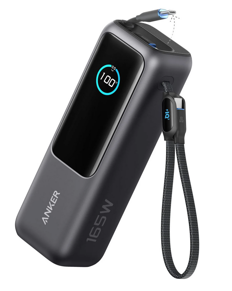 Anker 25 000mAh 165W Power Bank With Retractable Cable - Black