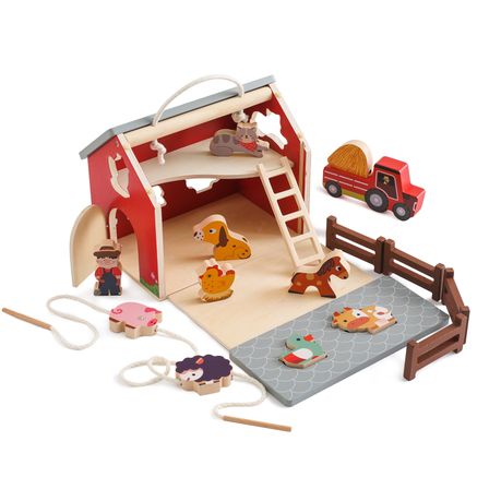 Kids' Educational Shape - Stacking Montessori Toys - Wooden Farm Playset Image
