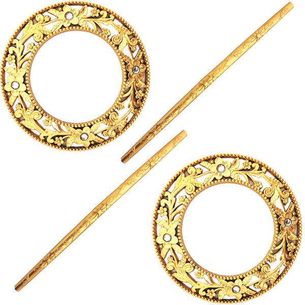 Curtain Tie Backs - Resin - Set of 2 - Gold Round