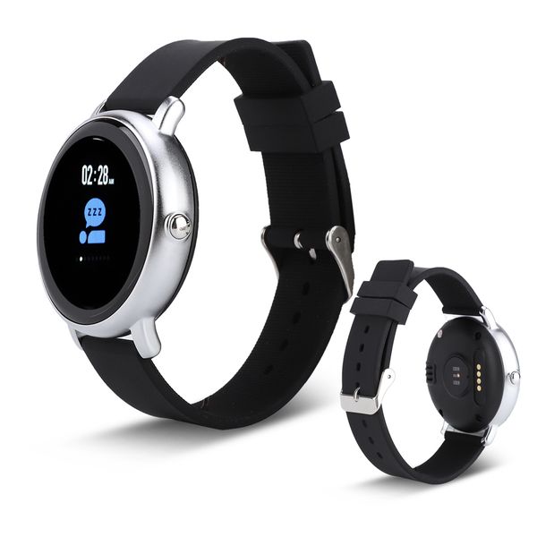 Round Smart Bracelet: Waterproof - Silver/Black