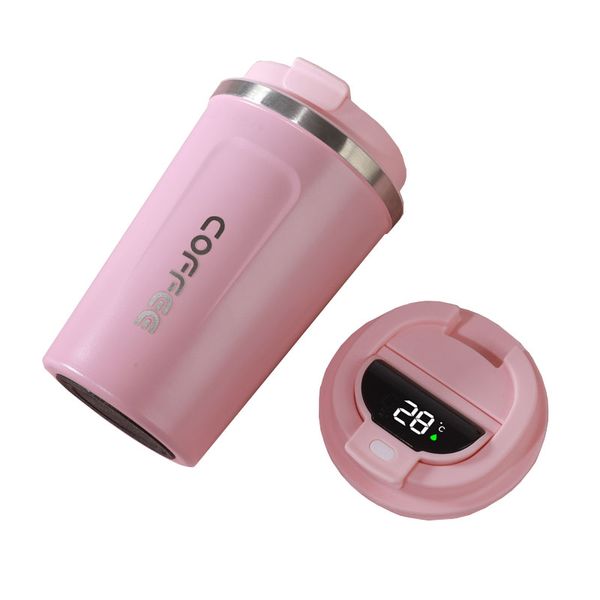 Vacuum Cup Stainless Steel Temperature Display Coffee Mug - 510ml - Pink