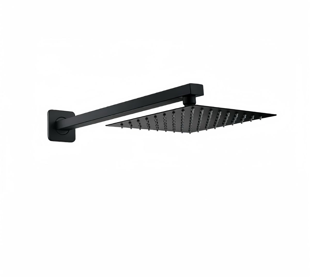 Matt Black Square Shower Head & Arm Set (8 inch)