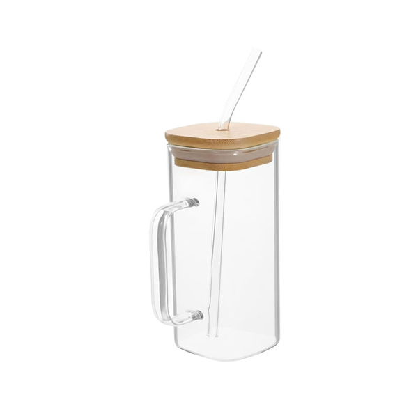 350ML Extra Durable Glass Mug with Bamboo Lid