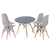 5 Pieces Of Nordic Style Eames Chairs With Round Table Dining Set -Grey