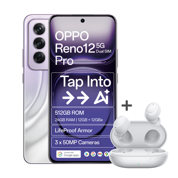 OPPO Reno12 Pro 5G 512GB Dual Sim - Nebula Silver + OPPO Buds