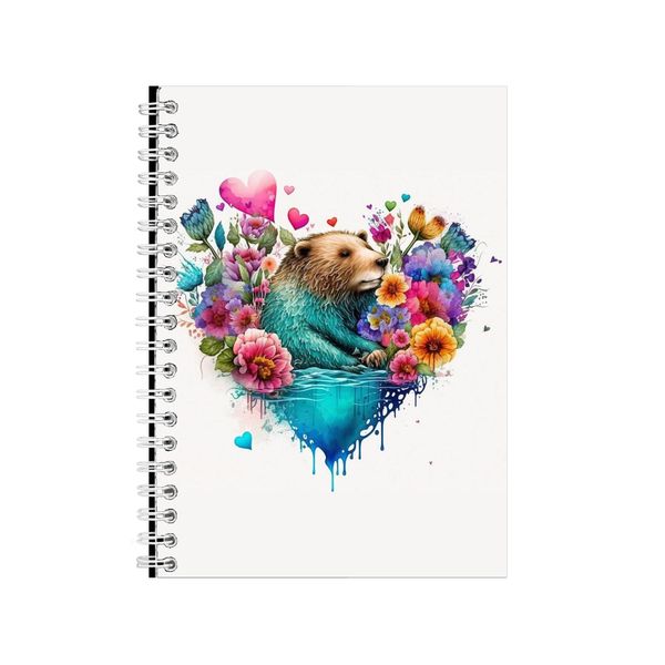 Beaver 3 Watercolor Heart Notebook Animal Gift Idea Notepad Pad 117