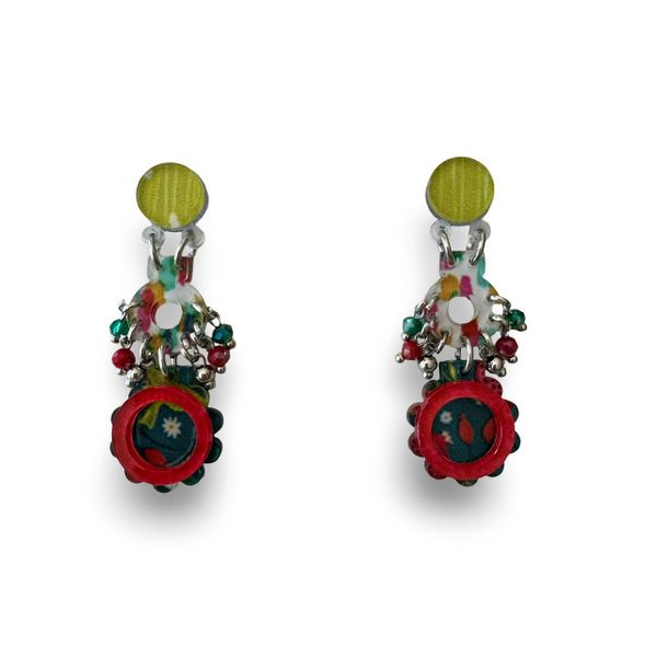 Lilly K Designs Red, Chartreuse &amp; Emerald 54196 Drop &amp; Dangle Earrings
