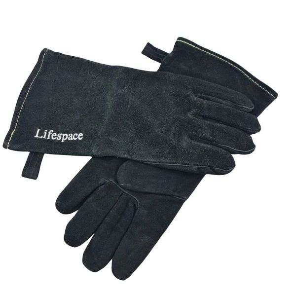 Lifespace Black Leather Braai Gloves - Lined For Extra Comfort.