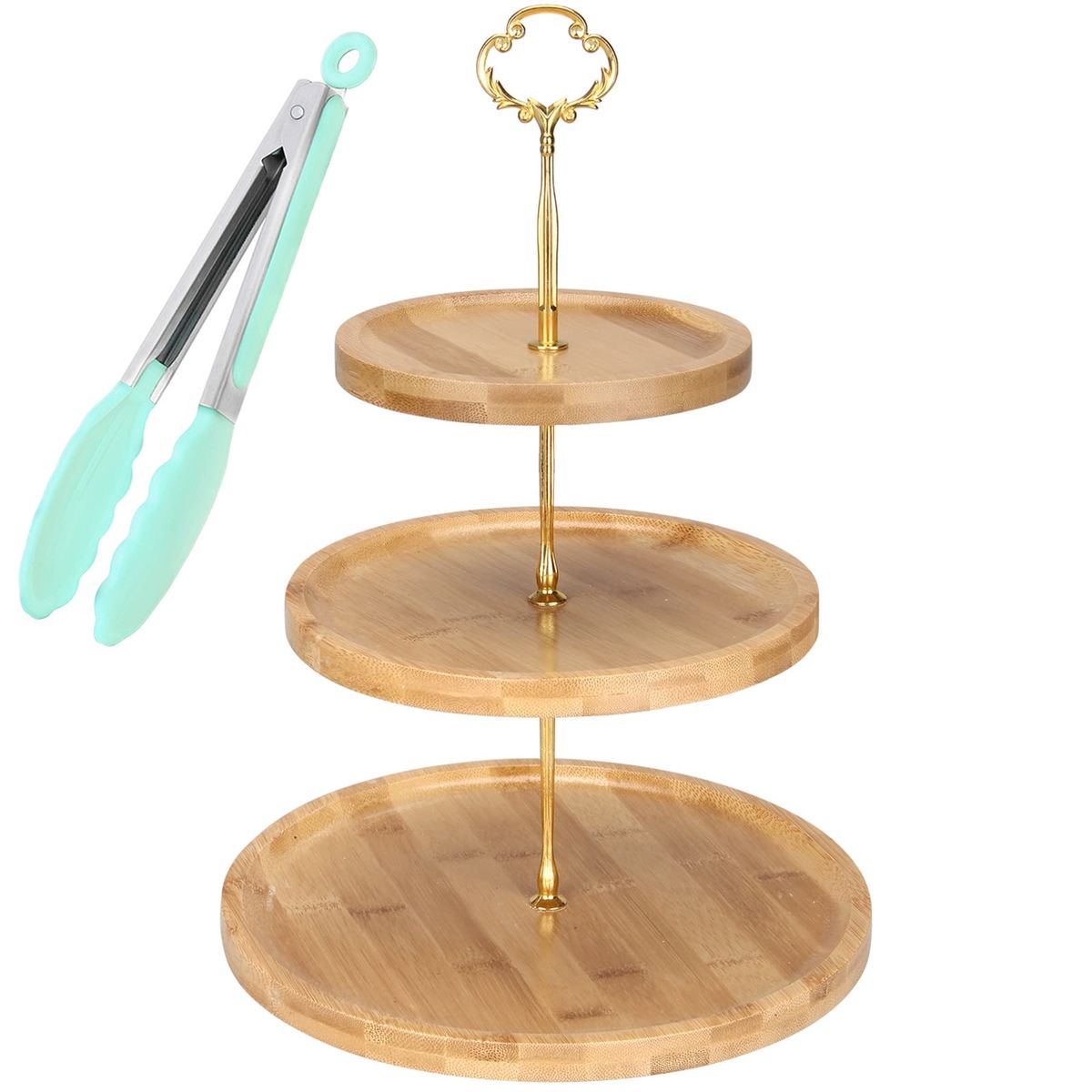 Fruit & Cupcake Stand High Tea Cup Cake Stand Large + Silicone Tong