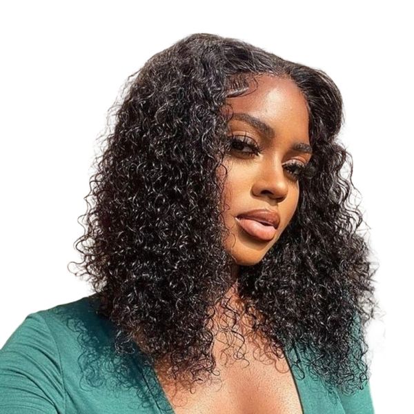 14 Inch Curly Bob Wig Human Hair 13X4 Water Wave Lace Front Wig