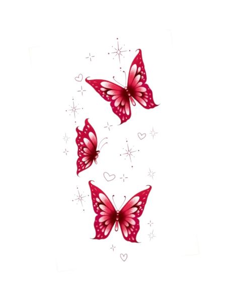 1 Piece - Whimsical Pink Butterfly Design Temporary Tattoo - Red