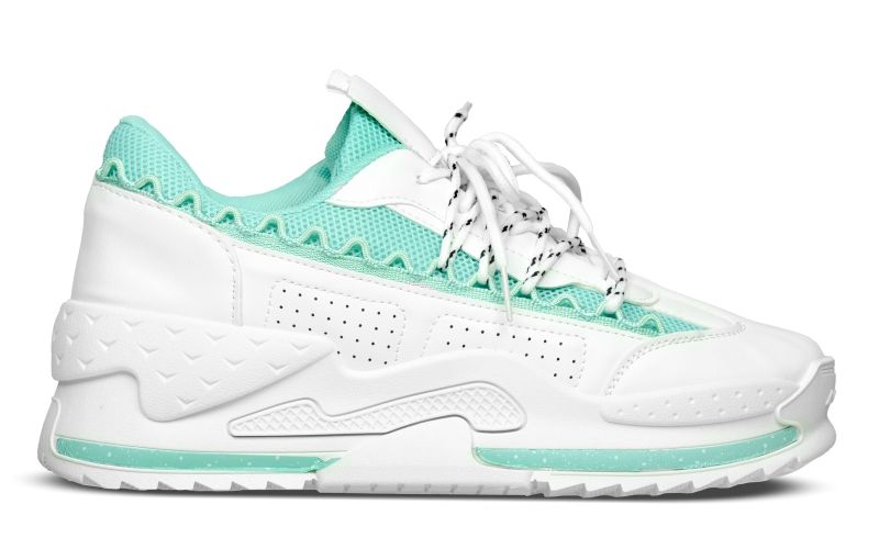 Shenelle Ladies PU Casual Chunky Sneakers - White &amp; Green