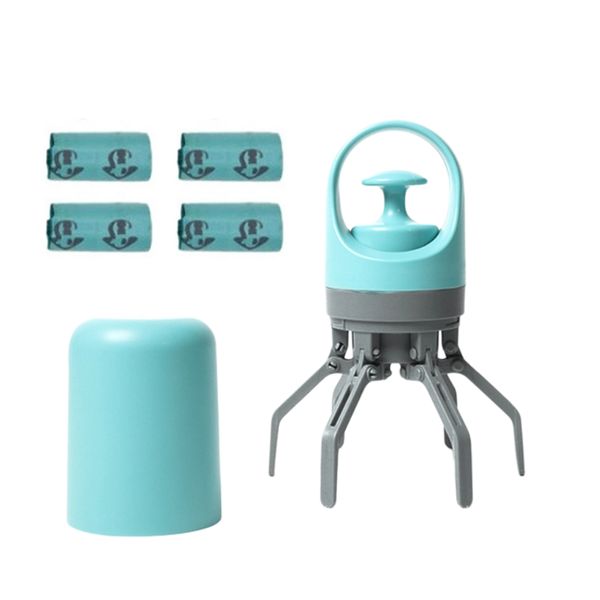 6-Claw Pooper Scooper + 4 Waste Bags Set, Dog Waste Pickup Tool
