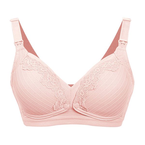 Unicoo Cotton Soft Lace Nursing Bra - Pink - B Cup