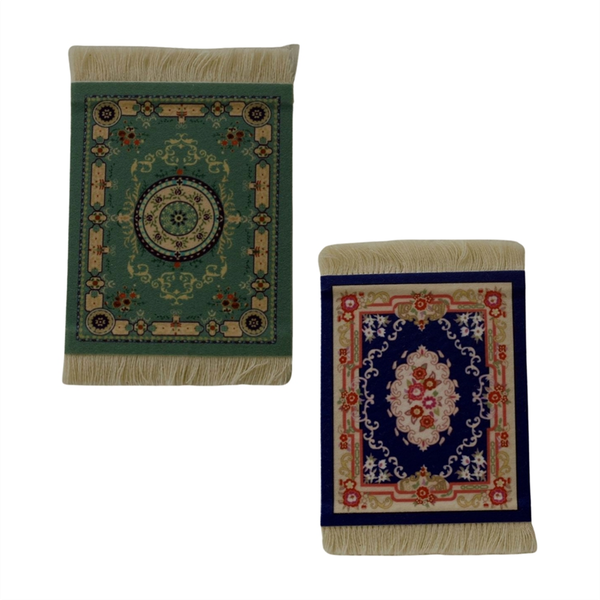 Mini Persian Woven Coasters Carpet Blue-Green