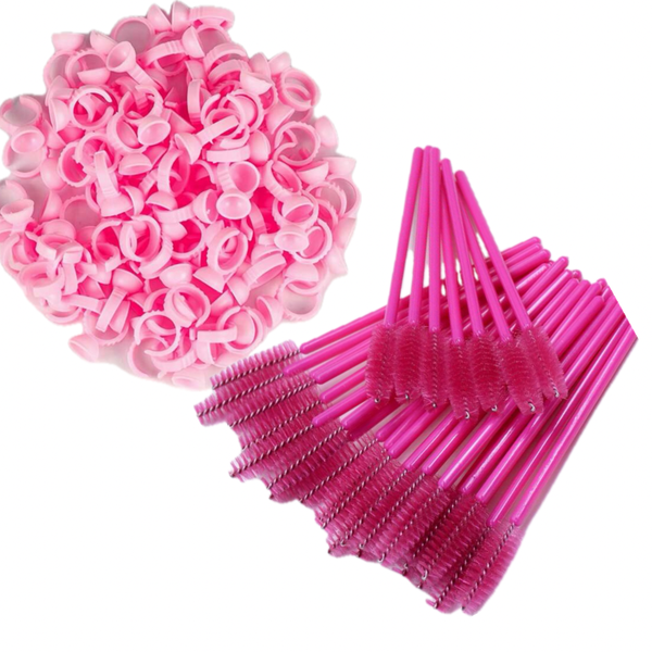 Disposable 50pcs Eyelash Mascara wand and 50pcs Eyelash Glue Cups