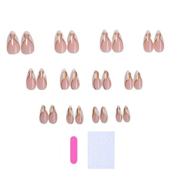 24 Piece White French Tip Medium Almond Press On Nails - Multicolor