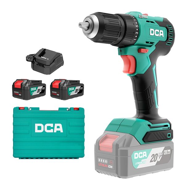 DCA 20V 13mm 50nm Industrial Brushless Drill Kit With 4.0Ahx2 &amp; Charger