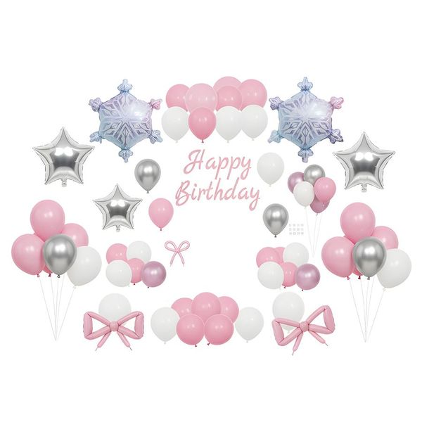 (100 Pieces) Pink &amp; Silver Birthday Decor Balloon Arch Kit