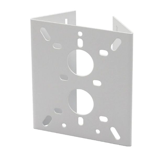 White Steel Surveillance CCTV Camera Bracket Pole Mount Stand
