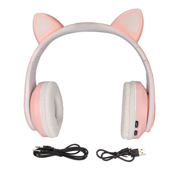 Glowing Cat Ear Bluetooth Headphone Bass Foldable Wireless Headwear Headset