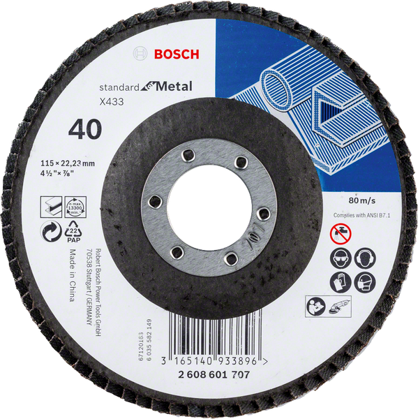 Bosch - Flap disc Standard for Metal 115 mm 22,23 mm 40 straight