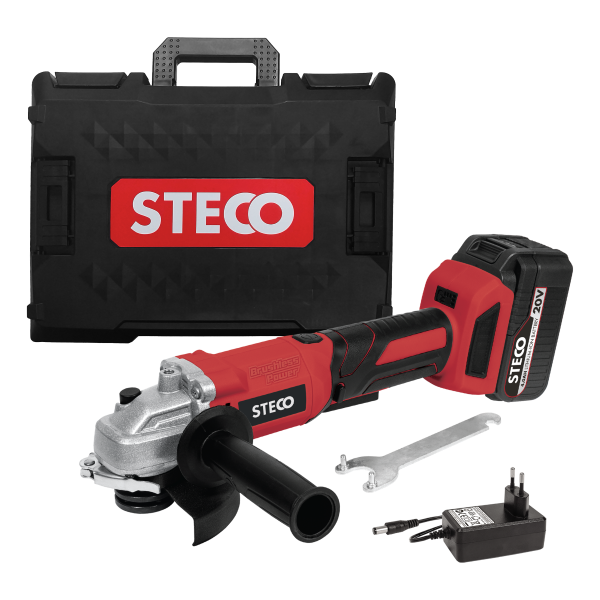 Steco SXG-20k 20v Angle Grinder Kit 115mm with Accessories
