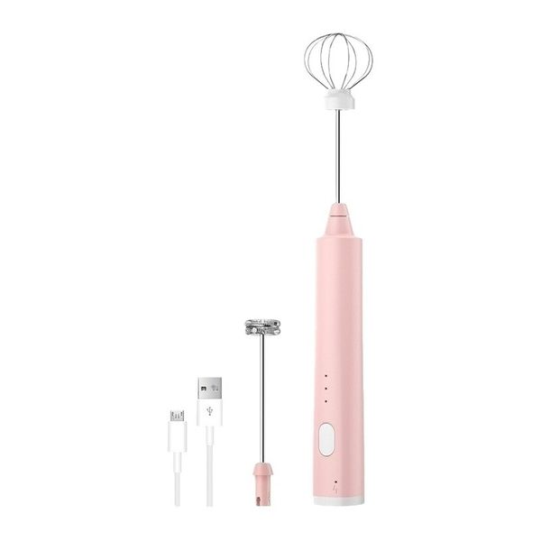1 Pcs USB Rechargeable Handheld Milk Frother with 3 Speeds
