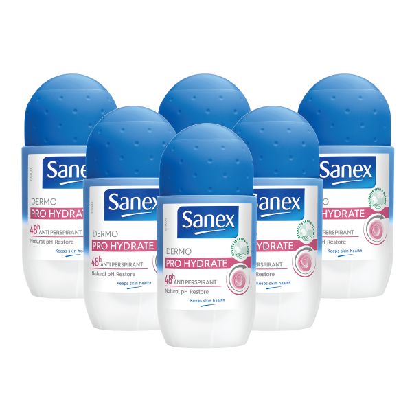 Sanex Dermo Pro Hydrate Antiperspirant Roll On - 6-Pack - 50ml