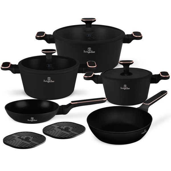 Berlinger Haus 10-Piece Titan Pro Coating Cookware Set - Black Rose