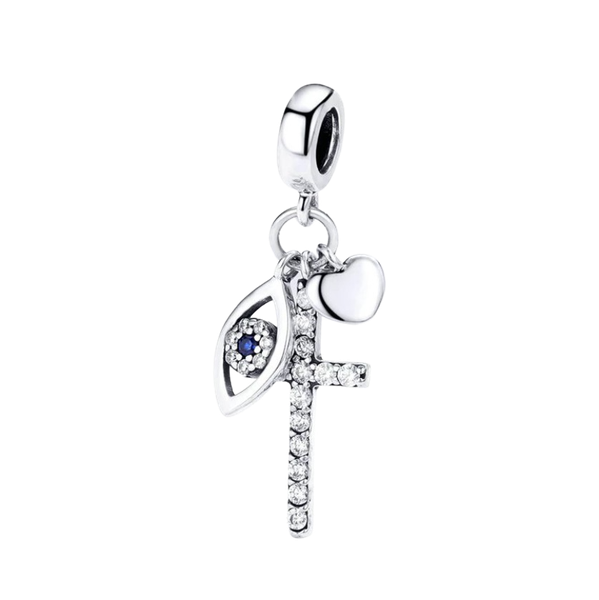 925 Sterling Silver Eye Cross Charm by J Factor