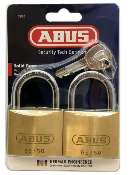 Abus 65 Padlock 50mm Keyed Alike 2 Pack Blister