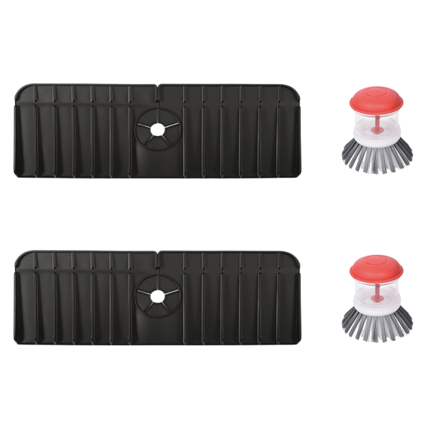 Silicone Kitchen Faucet and Tap Splash Guard and Soap Scrubbers - 2 Pack