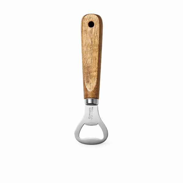 Stainless Steel Bottle Opener With Wooden Handle - Silver