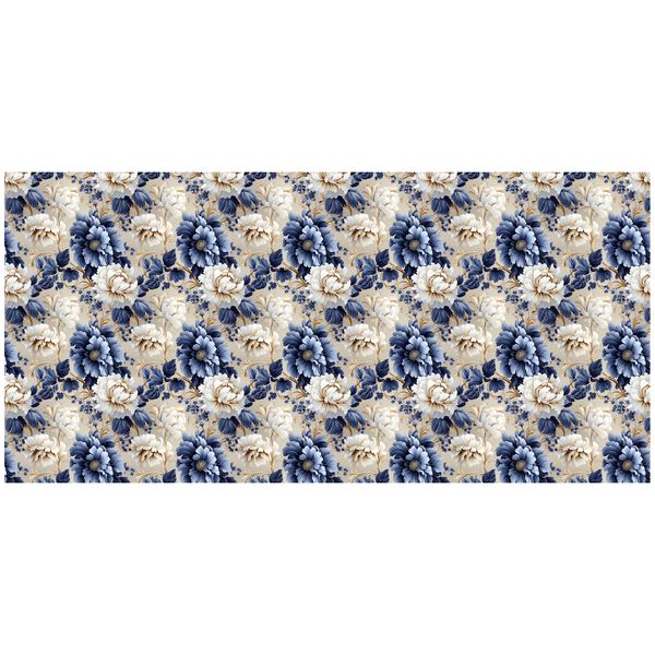 Decorative Blue Rose Pattern 3m Rectangle Tablecloth