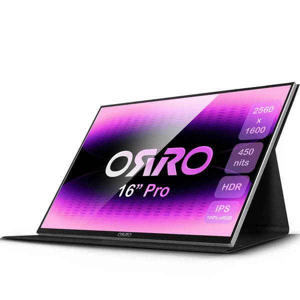 ORRO Pro 16" 2.5K Portable Monitor - 1600P, USB-C, HDR, High-Brightness