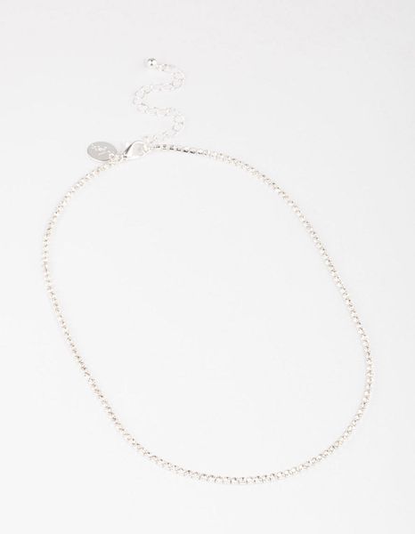 Silver Plated Micro Cubic Zirconia Cupchain Necklace