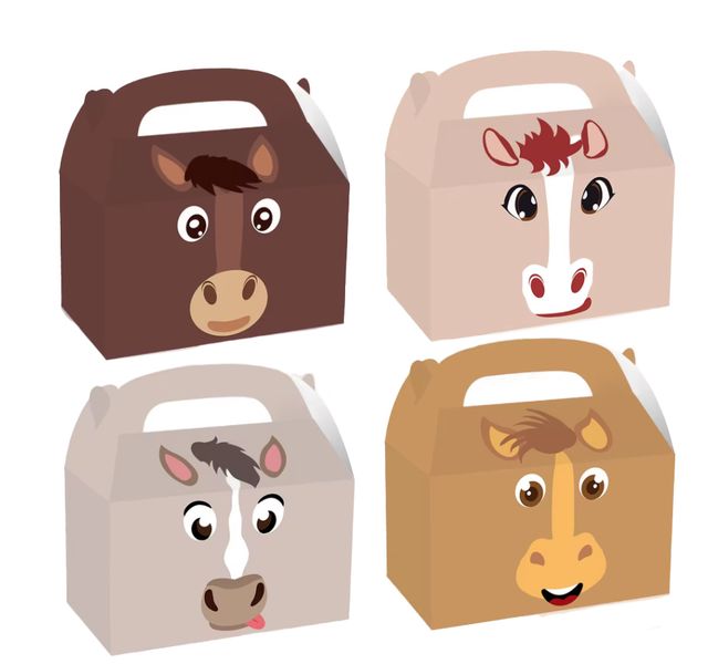 Party Favor Boxes - Horse Faces - 12 Boxes