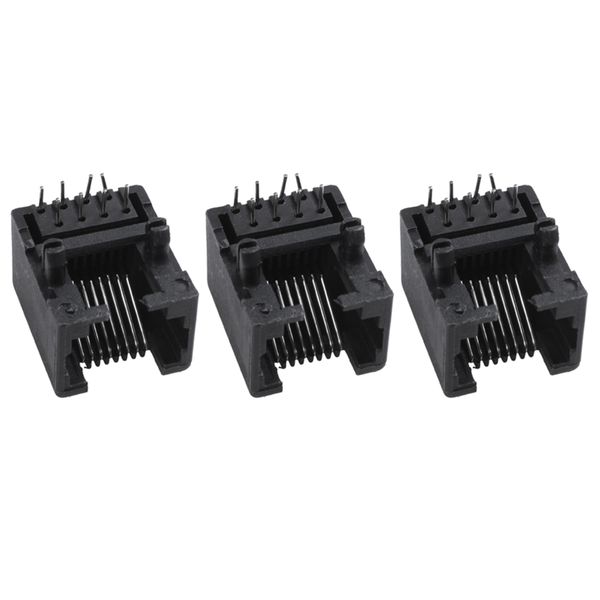 60Pieces RJ45 8P8C Computer Internet Network PCB Jack Socket Black
