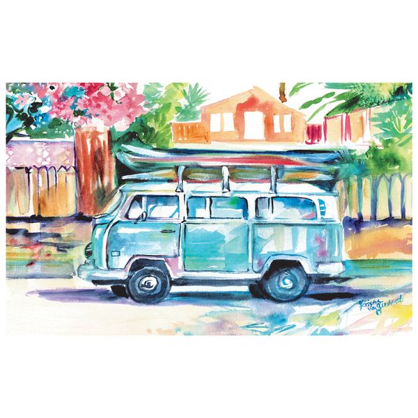 Beach Bus Rectangle Tablecloth By Kristin Van Lieshout