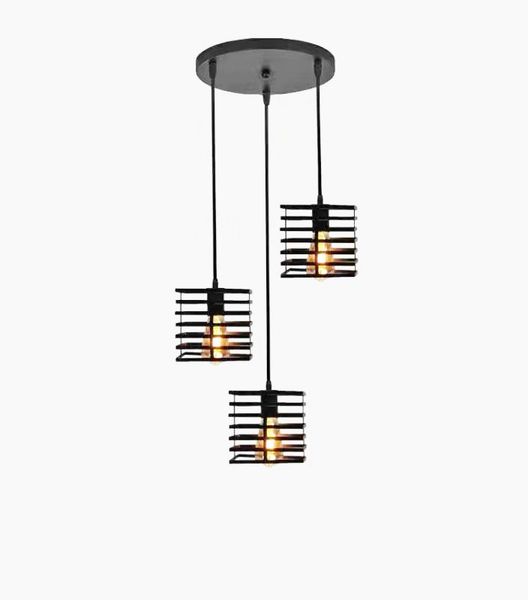 Dr Light Metal Pendant with Square Geometric Pattern Disc - 3 Cover