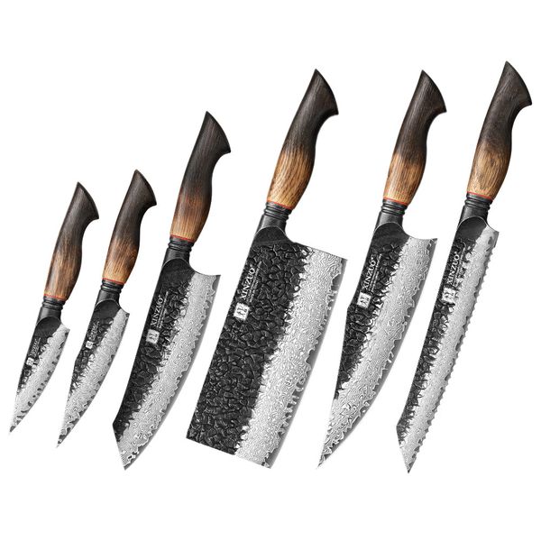 XINZOU Premium Damascus Steel Knife Set with Magnetic Knife Holder