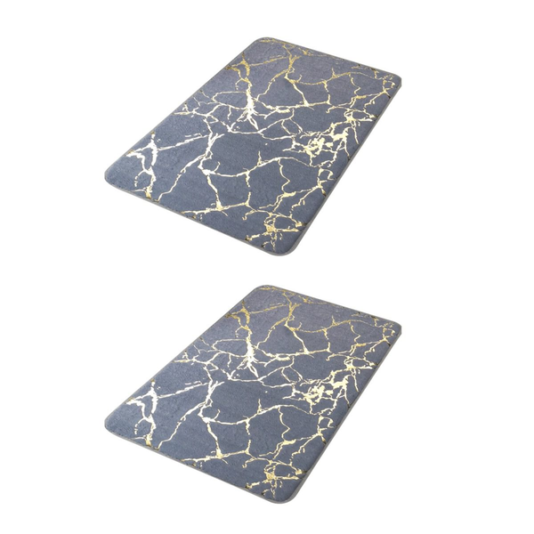 Marble Ultra-Absorbent Memory Foam Floor Bath Mats - 2 Pack