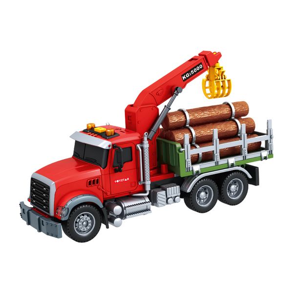 Simulated Timber Transport Crane Truck Toy With Lights and Sounds Boys Gift