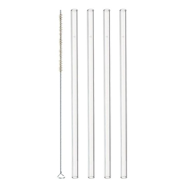 Leonardo Glass Straws with Cleaning Brush Ciao 20cm – Set of 4