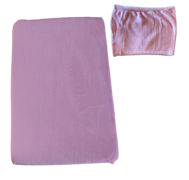 Mongolian Fleece Cot Fitted Sheet &amp; Baby Pillowcase-Candy Pink-70cm x 100cm