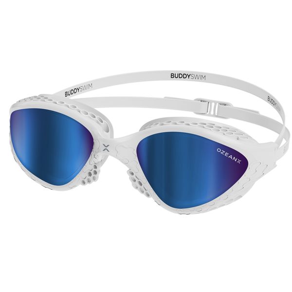 Buddyswim OzeanX Goggles White Frame with Blue Mirror Lens