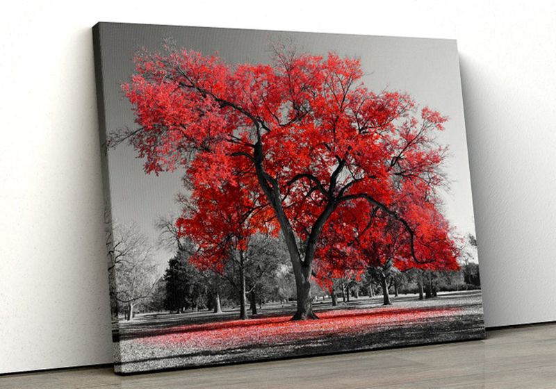 Red, Grey Cotton Canvas cm Home Decor Wall Art
