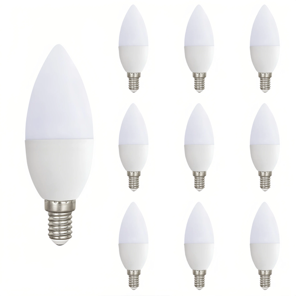 10-Pack AIYI 4W C37 LED Candle Bulb - 6500K Cool White, E14 AY398-068