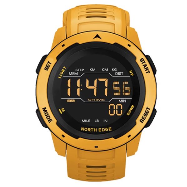 North Edge MARS Men's Outdoor TPU Strap Sports Digital Watch Yellow